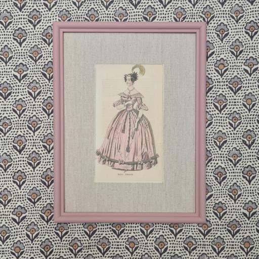 Ball Dress Antique Print in Pink Frame