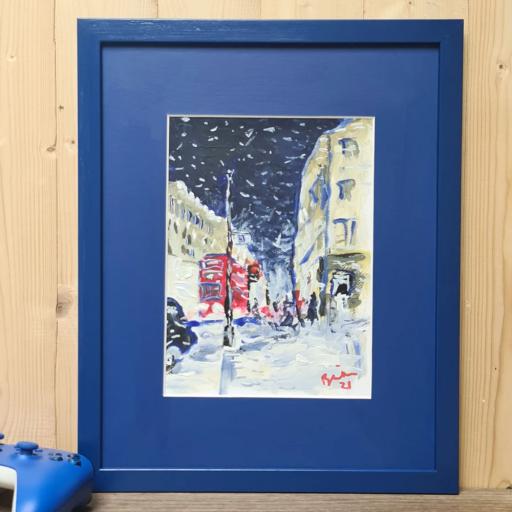 Snow on Oxford Street in Blue Frame