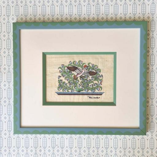 Papyrus Painting of Birds in Scallop Frame