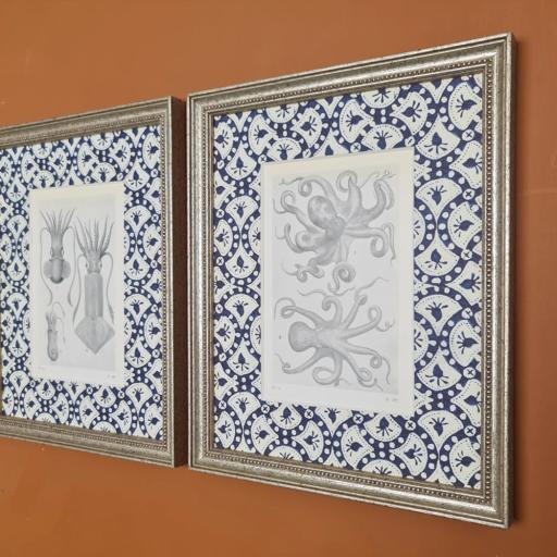 Pair of Octopus Prints in Silver Frames