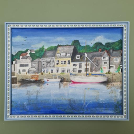 Harbour Oil Painting in Lulworth Blue Frame WAS £49