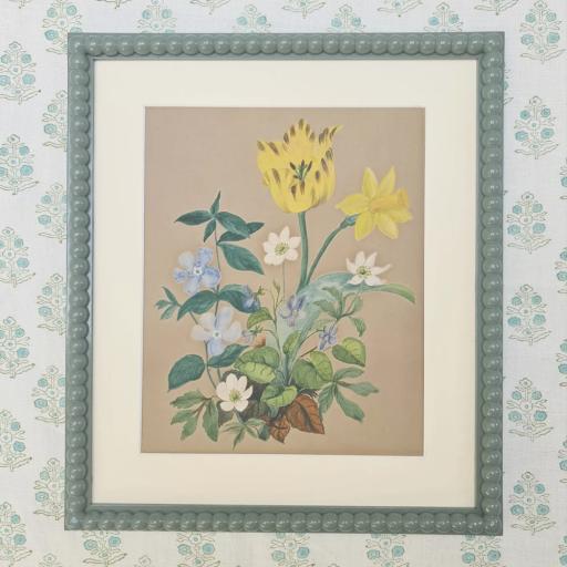 Original Watercolour of Spring Flowers in High Gloss Bobbin Frame