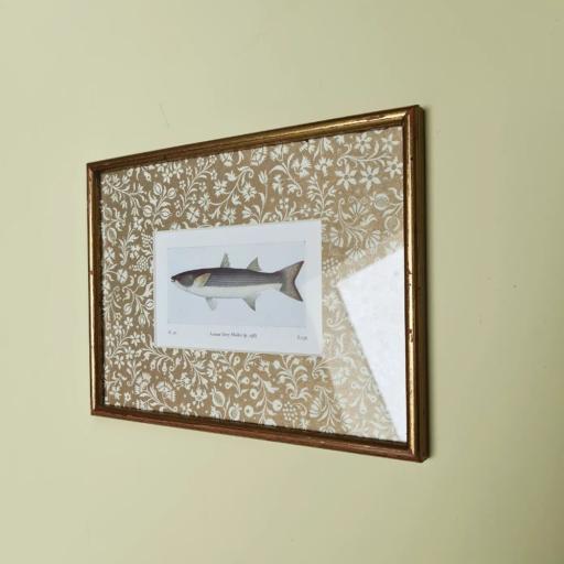 Fish in Gold Patterned Mount and Gold Frame