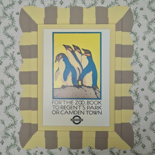 London Zoo Print in Striped Shaped Frame