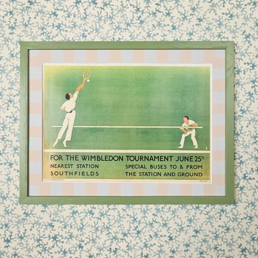 Wimbledon Print in Handpainted Mount and Green Frame