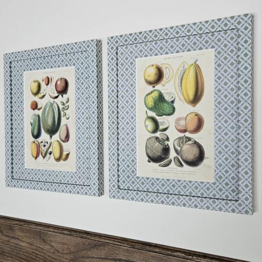 Pair of 'Fruits and Nuts' Prints in Parterre Green Wrapped Frames