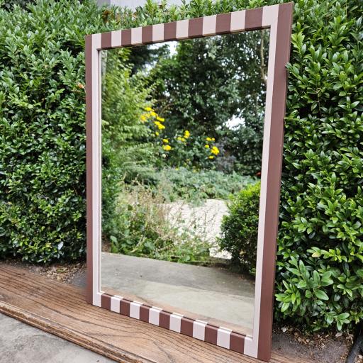 Handpainted Striped Mirror in Mochi and Ganache