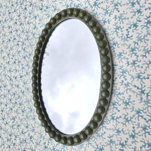 Handpainted Bobbin Oval Mirror in Bancha