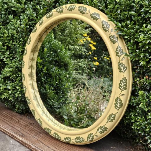 Handpainted Round Mirror in Oak Leaf design