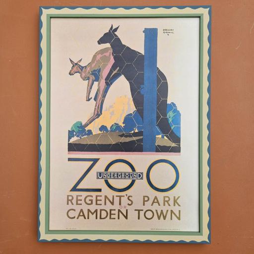 Zoo Advertising Print in Wavy Handpainted Frame